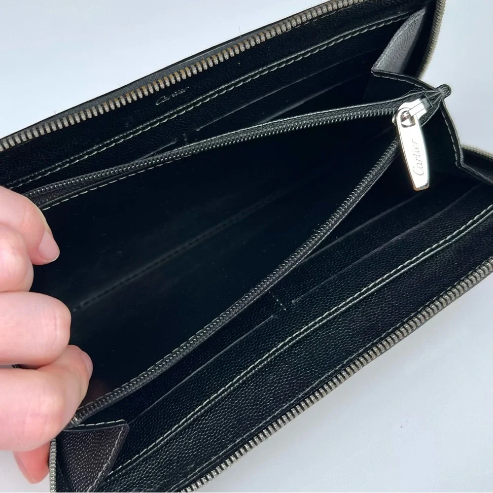 Cartier Santos Caviar Skin Zip Around Wallet